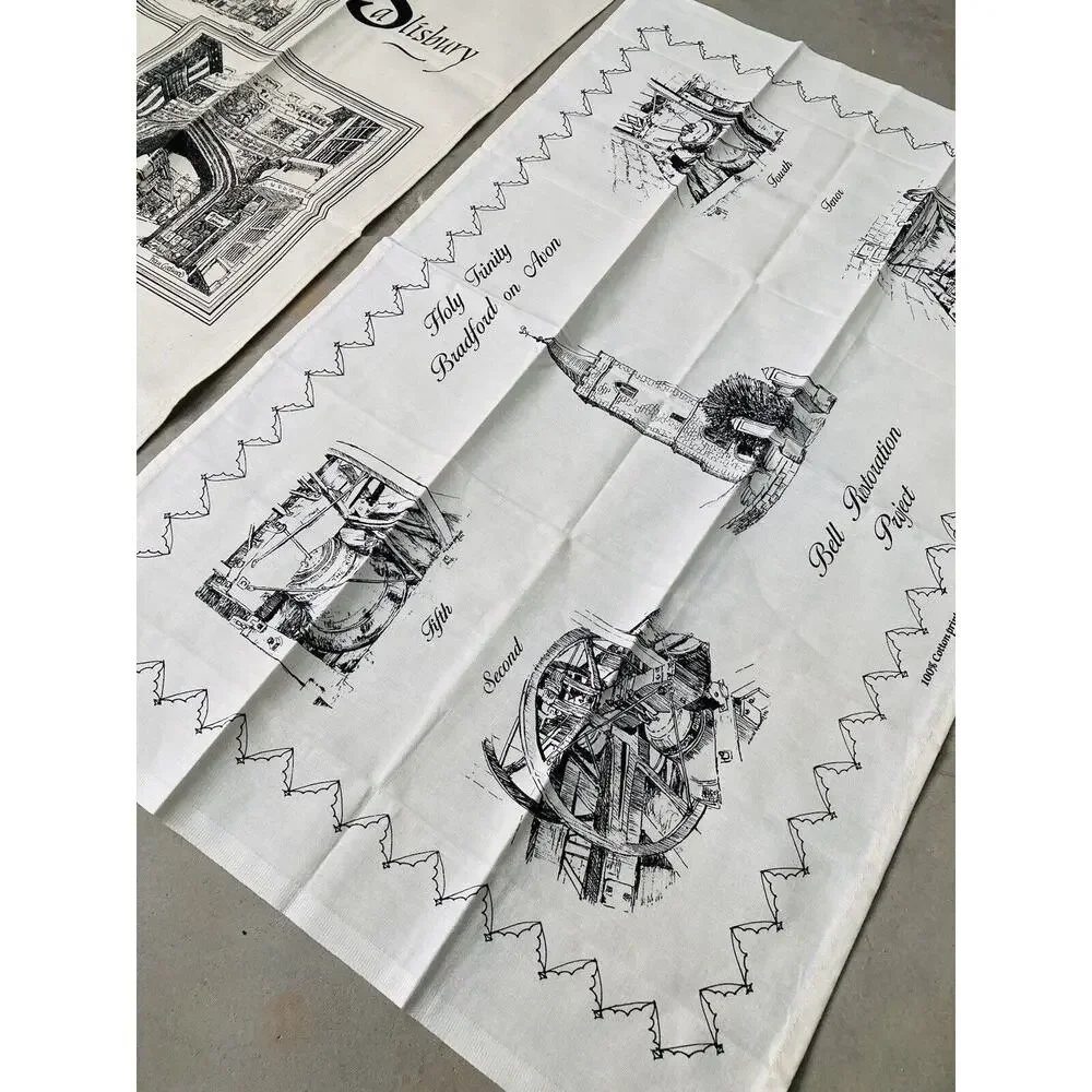 Set 3 Vintage All 100% Cotton DISH Tea TOWEL U.K. England Britain Salisbury Bell